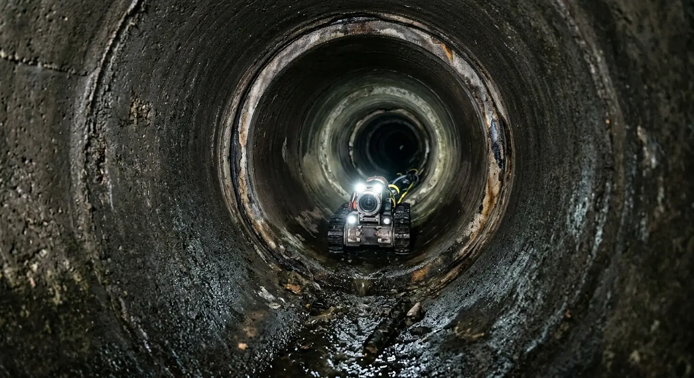 Robotic sewer camera inspecting pipe interior for Sewer Line Repair in Webster